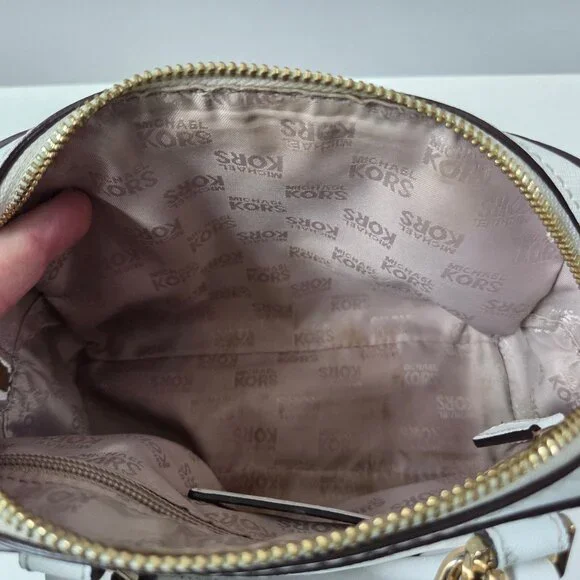 Michael Kors Purse White Saffiano Leather Jet Set Small Satchel Crossbody Bag - Picture 16 of 16